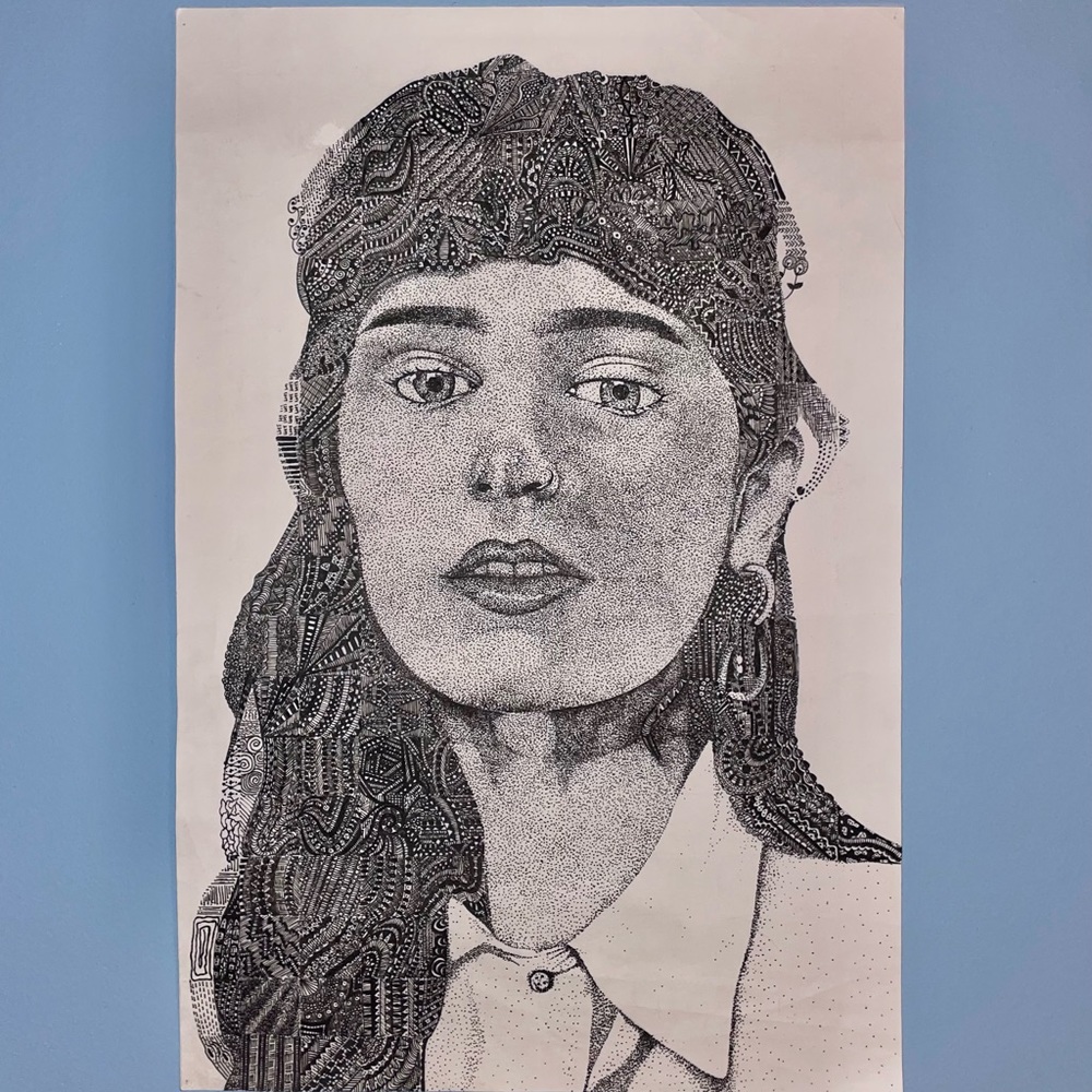 clairo pattern poster hand drawn with pen